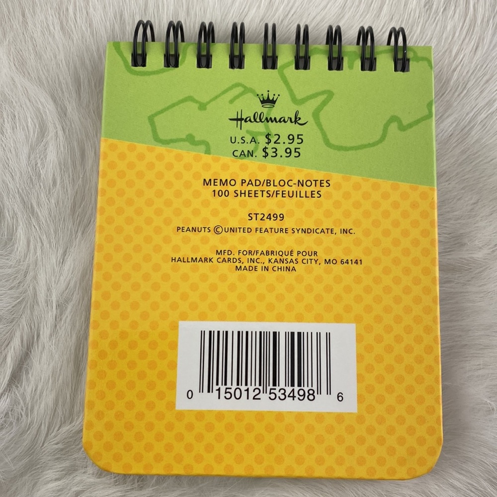 Snoopy Woodstock Hallmark Memo Pad 100 Lined Sheets Spiral Binding 3.25” x 4.25” - Picture 2 of 4